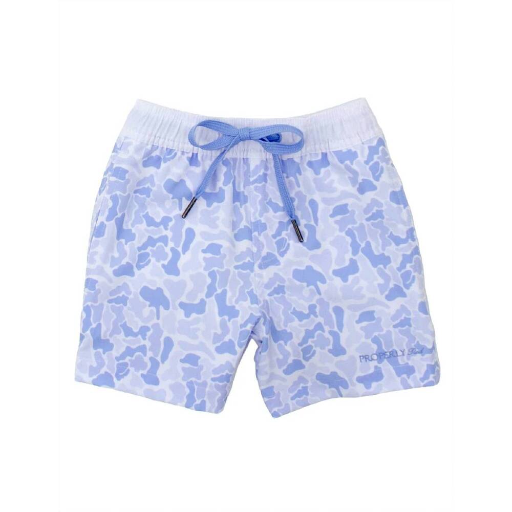 NEW PROPERLY TIED boy's riviera swim trunk in river camo
